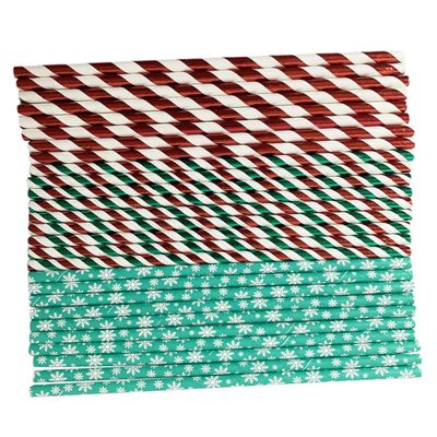 FELTECHELECTR 150pcs Christmas Straws Patterns Disposable for Holiday Drinks Featuring Snowflakes and Stripes for Festive Celebrations