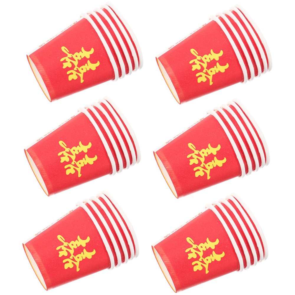 FELTECHELECTR Traditional Chinese Style Disposable Paper Cups 50ml for Tea Coffee Wedding