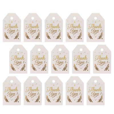 OFFSCH 100pcs Decorative Thank You Cards for Gift Wrapping Candy Box Tags and Wish Tags Elegant Gold Foil Design for Weddings Parties and Special Occasions