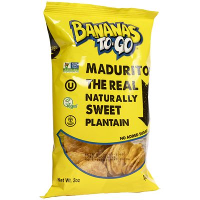 Bananas To Go Maduritos Plantain Chips - 2 Oz - Pack of 24 - Gluten Free, Kettle, Vegan, OU Kosher, NonGMO Verified