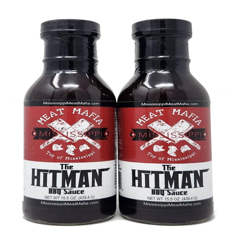 2 Pack of Mississippi Barbecue Sauce Meat Mafia Sweet and Tangy Glaze Top of (15.5oz, The Hitman Barbecue Sauce)