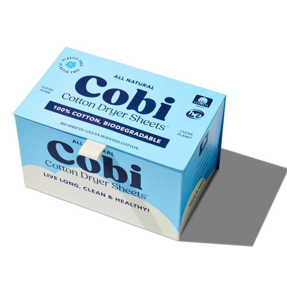 Cobi Biodegradable Non-Toxic Dryer Sheets Naturally Scented Cotton Dryer Sheets Eco-Friendly, Plant-Based, Plastic-Free 120 Count