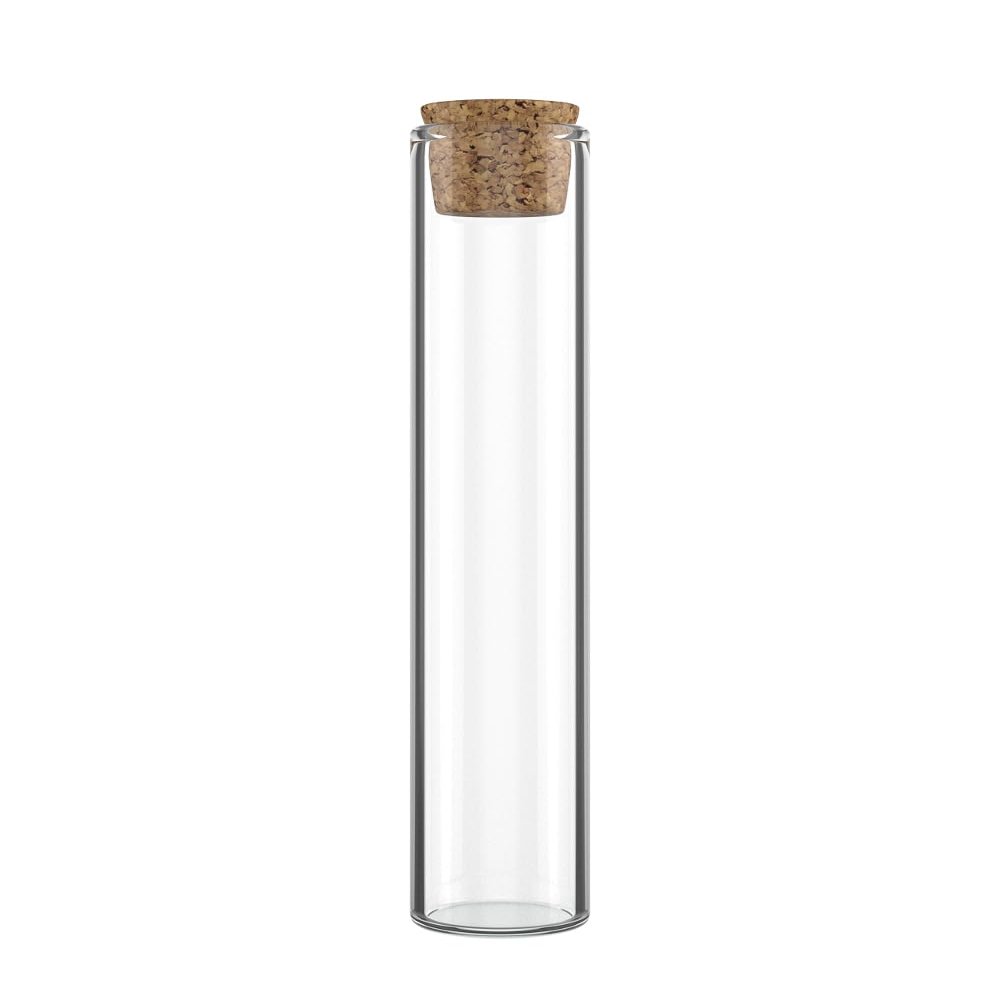 640 Count - 120mm Clear Glass Pre-Roll Tube with Cork Top Recyclable - Water Resistant - Smell/Odor Resistant - Air Resistant - BPA Free