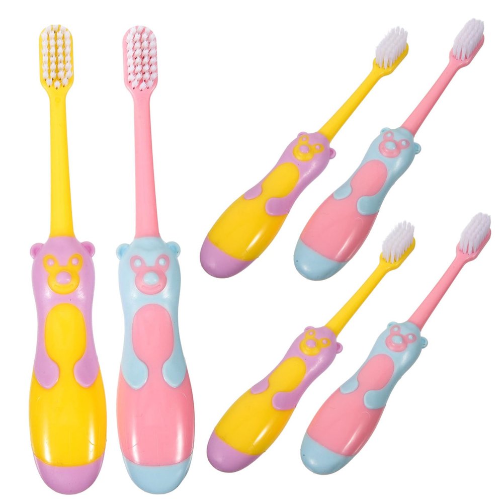 Ipetboom 6pcs Cartoon Girl Toothbrushes Cup Soft Bristles for Gentle Cleaning Ergonomic Design for Hands Fun Oral Care Tool for Boy Girl