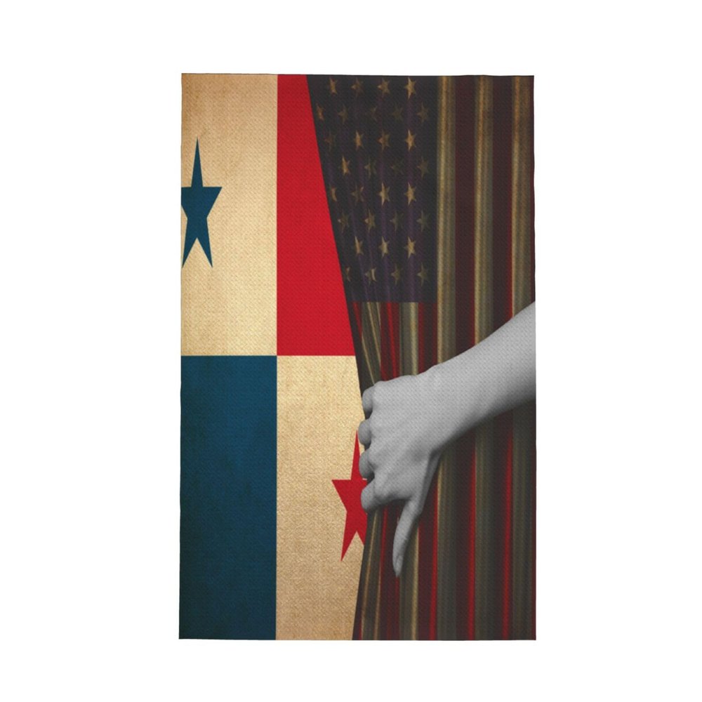 Funny Half America Flag and Panama Flag Premium Waffle Kitchen Towel Absorbent, Durable & Stylish Dish Towels for Drying Dishes Quick Drying Kitchen Towels Dish Rags 26 X 16 Inches