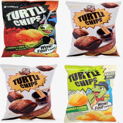 [Combo of 4 Big Packs] Orion Turtle Chips, Flaming Lime/Choco Churros (2) / Sweet corn Flavor, Super Crunch, 5.64 oz
