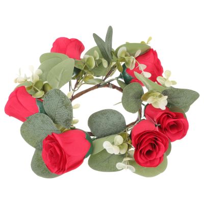 Homoyoyo Artificial Candle Wreath Eucalyptus Leaves for Home Decor Wedding and Party Table Decoration Faux Floral Garland for Indoor and Outdoor Use