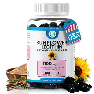 Sunflower Lecithin Shatavari & Ashwagandha 1100mg, Support Milk Flow, 100CT