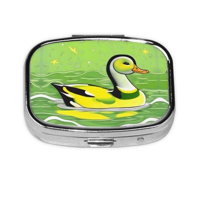 The Square Mini Medicine Box is Suitable for Putting in Pockets or Wallets. It is Easy to Open and Practical.Green Duck
