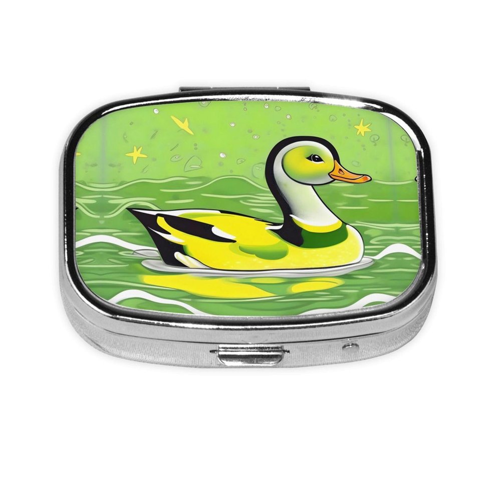 The Square Mini Medicine Box is Suitable for Putting in Pockets or Wallets. It is Easy to Open and Practical.Green Duck
