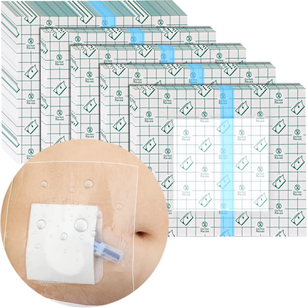 Waterproof Dialysis Catheter Shower Cover | 12x12 Inch Shower Protector with Non-Stick Center Pad | PICC Line Bandage Patch Dressing Wounds Chest Port PD Peritoneal Dialysis Accessories (Pack of 14)