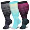 3 Pairs Plus Size Compression Socks for Women and Men Wide Calf 20-30mmhg Extra Large Knee High Support for Circulation (3PcsH,3x_l) view 1