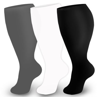 3 Pairs Plus Size Compression Socks for Women and Men Wide Calf 20-30mmhg Extra Large Knee High Support for Circulation (3PcsS,3x_l)