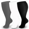 3 Pairs Plus Size Compression Socks for Women and Men Wide Calf 20-30mmhg Extra Large Knee High Support for Circulation (3PcsS,3x_l) view 1