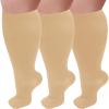 3 Pairs Plus Size Compression Socks for Women and Men Wide Calf 20-30mmhg Extra Large Knee High Support for Circulation (3PcsB,xx_l) view 1