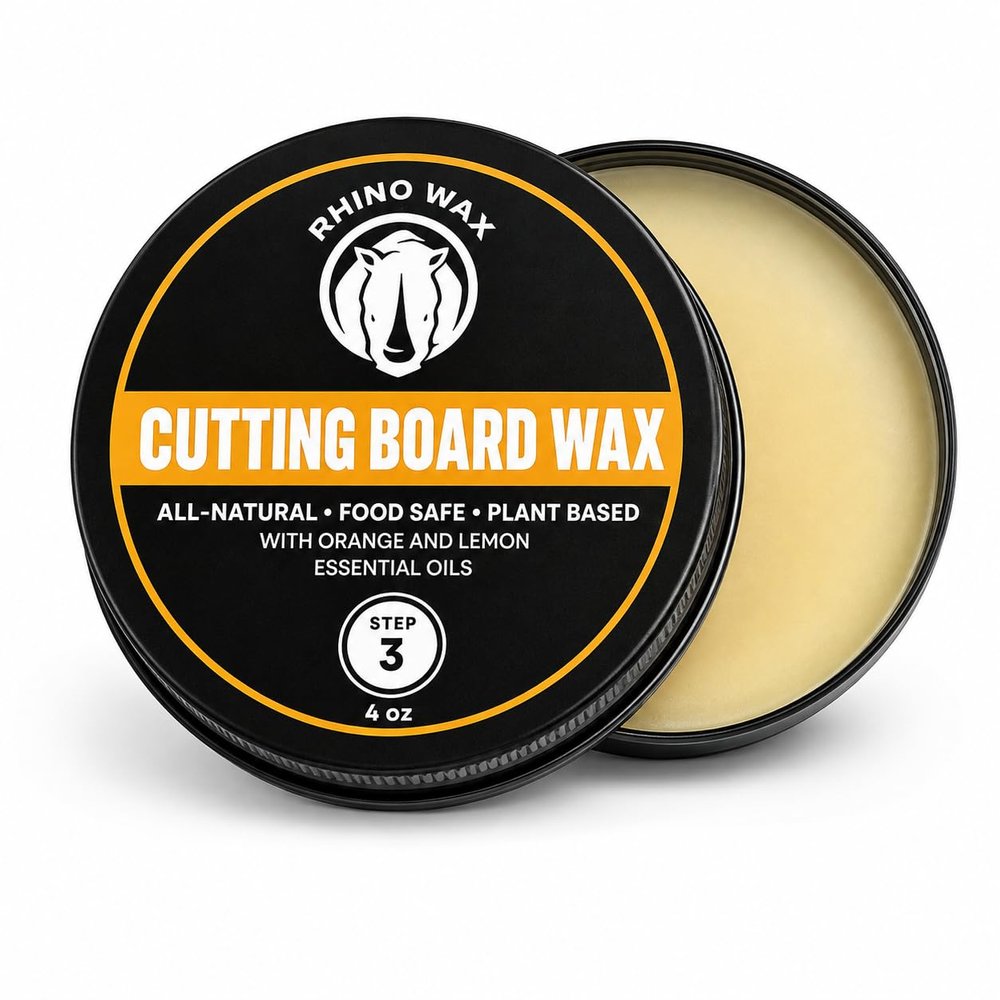 Rhino Wax Cutting Board Wax 4 oz - Food-Safe Conditioner (NO Mineral Oil)
