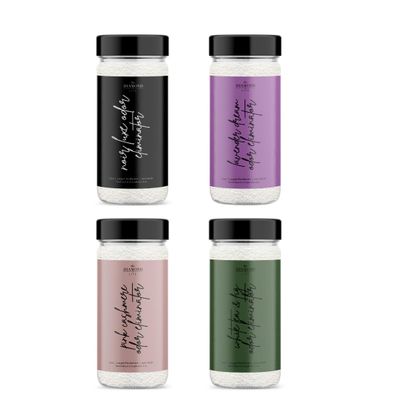 The Diamond Life "Hotel" Collection Carpet Powder Bundle 4 Pack: Noir Luxe, Lavender Dreams, Pink Cashmere, White Tea & Fig - Odor Eliminator for Home, Spring Cleaning, Upholstery & Pet Areas