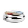 Christmas Beach Printed Round Pill Organizer with 3 Compartments, Portable Mini Pill Box Pill Case for Medicine, Vitamin, Fish Oil, Supplements view 3