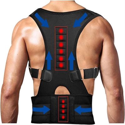Magnetic Therapy Back Brace Posture Corrector Men's Women's Fully Adjustable Full Back Support Brace Shoulder Lumbar Support Relieves Neck, Back And Spine Pain(Large)