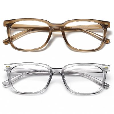 PANNER 2Pack Oversized Blue Light Blocking Glasses for Women Men Square Computer Eyeglasses Reduce Eyestrain(Brown+Grey)