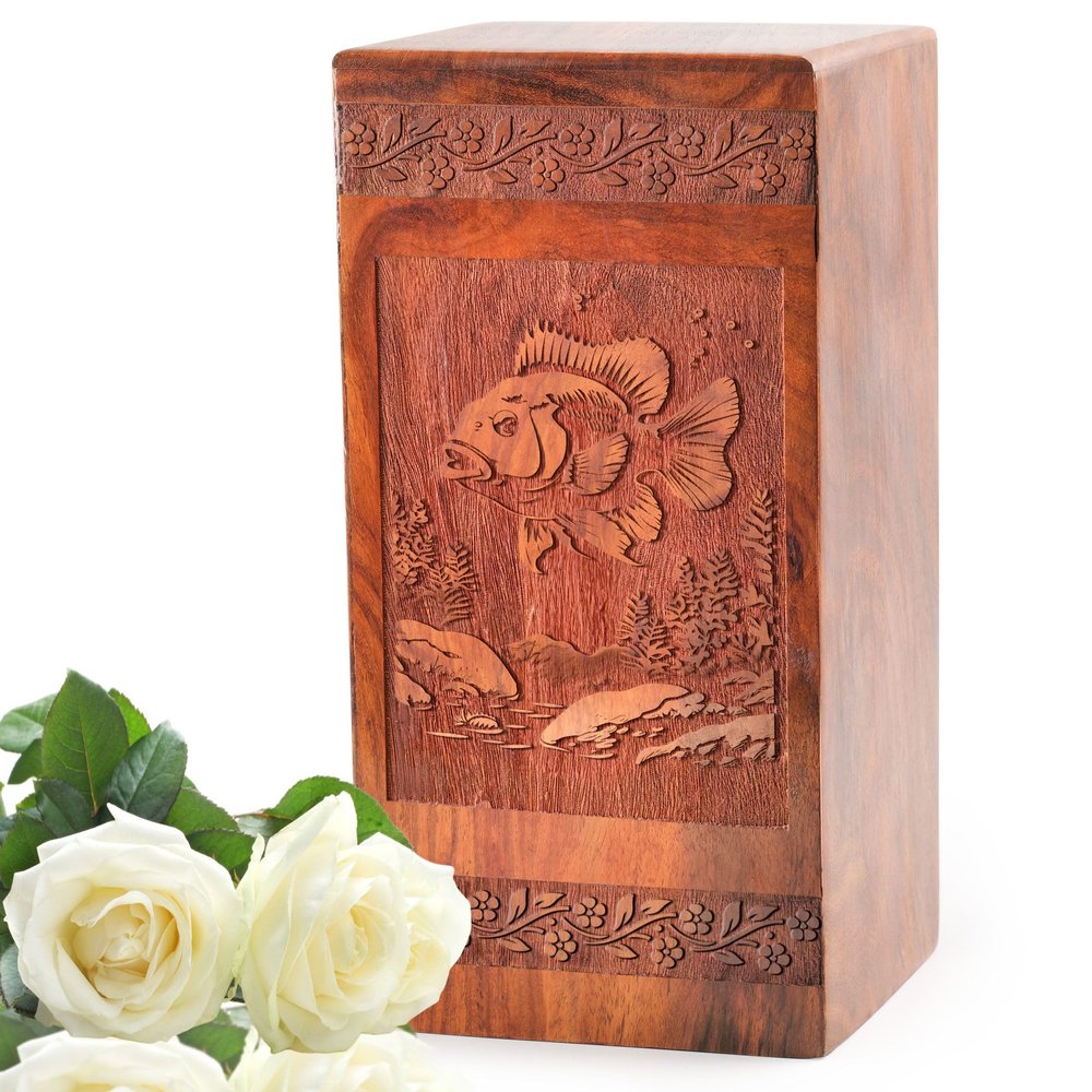 SUBSH Aquaria Large 11.25 Inch Clear Cremation Urn - Wooden Urns for Human Ashes Adult Female - Pack of 1 with 240 Cubic Inches