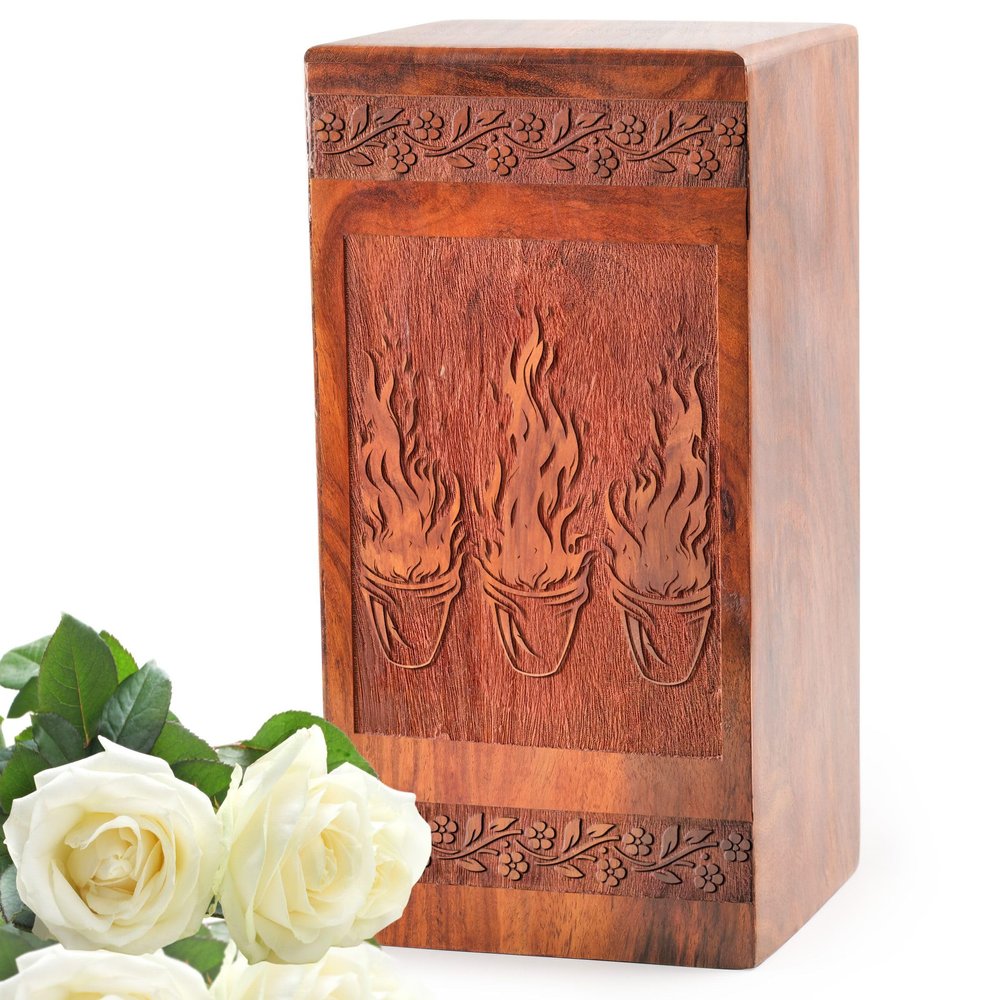 SUBSH Vodka Large 8 Inch Clear Handmade Urn for Human Ashes Wooden - Cremation Urns for Ashes for Women - Pack of 1 with 115 Cubic Inches