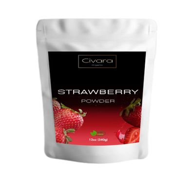 Civara Organic Strawberry Powder, 6oz & 12oz | 100% Natural Fruit Powder | No Sugar & Additives | Great Flavor for Drinks, Smoothie, Beverages | USDA Organic | Vegan | Gluten Free (6 Ounces)