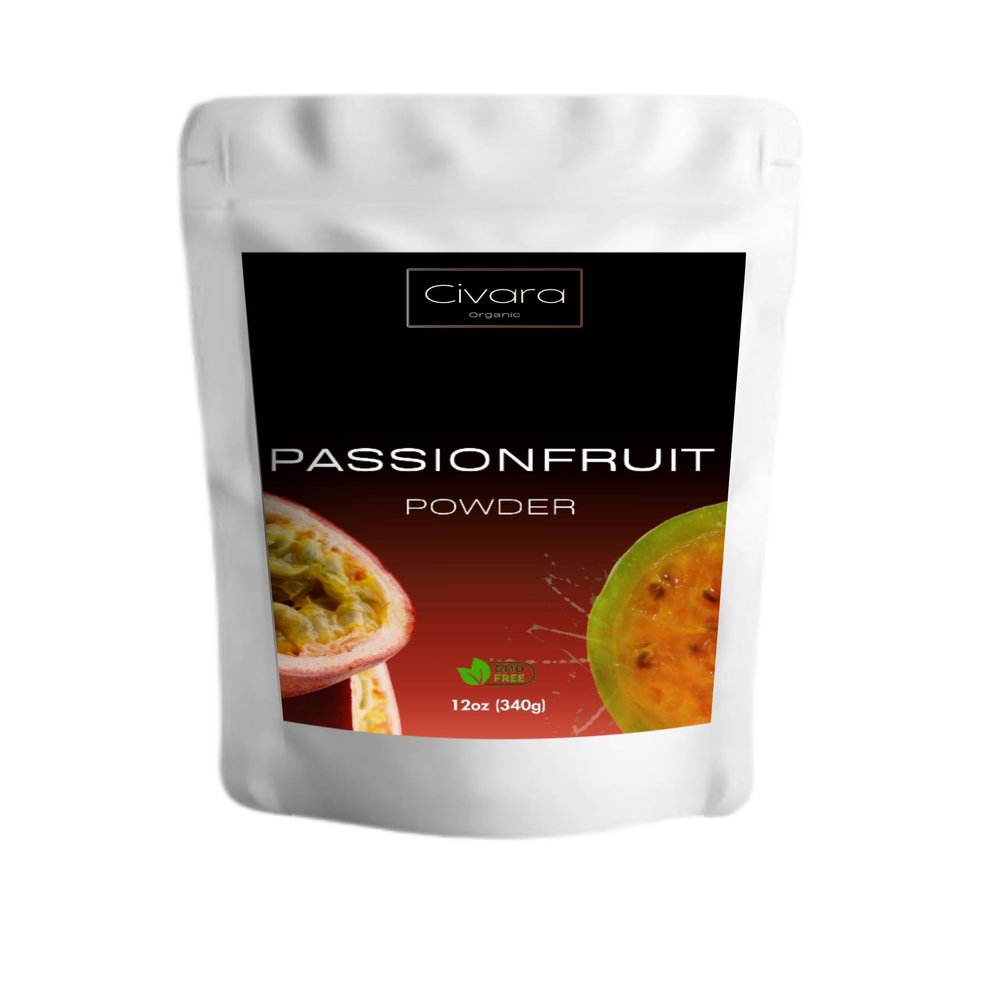 Civara Organic Passion Fruit Powder, 6oz & 12oz | 100% Natural Fruit Powder | No Sugar & Additives | Great Flavor for Drinks, Smoothie, Beverages | USDA Organic | Vegan | Gluten Free (12 Ounces)