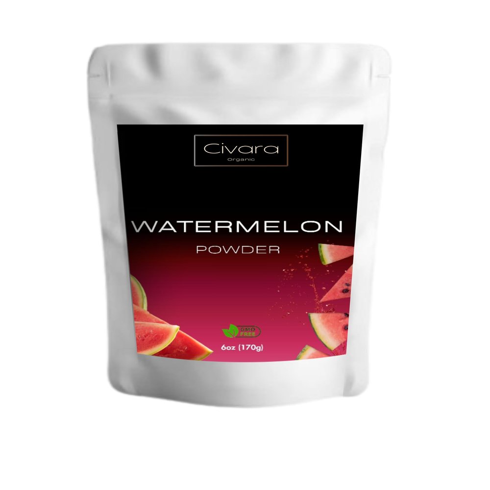 Civara Organic Watermelon Powder, 6oz & 12oz | 100% Natural Fruit Powder | No Sugar & Additives | Great Flavor for Drinks, Smoothie, Beverages | USDA Organic | Vegan | Gluten Free (6 Ounces)