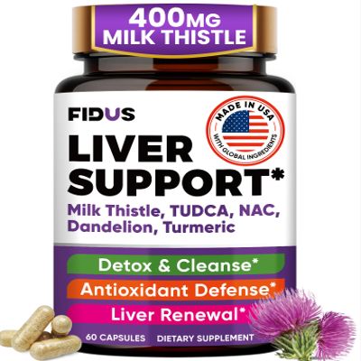 Liver Cleanse Detox & Repair - 400mg Milk Thistle (80% Silymarin) with NAC, Turmeric, Dandelion & TUDCA, Dose for Your Happy Daily Liver & Digestive, Liver Support Supplement - Made in the USA