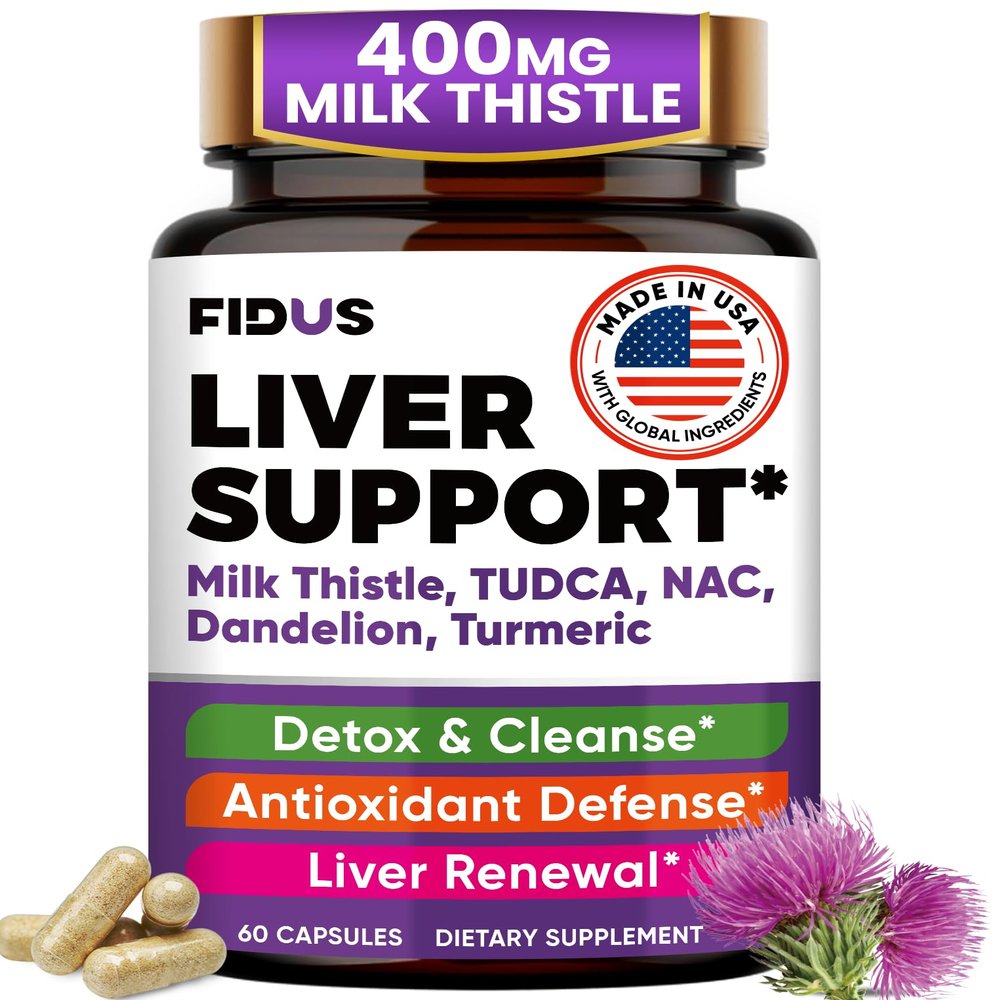 Liver Cleanse Detox & Repair - 400mg Milk Thistle (80% Silymarin) with NAC, Turmeric, Dandelion & TUDCA, Dose for Your Happy Daily Liver & Digestive, Liver Support Supplement - Made in the USA