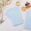 100 Pcs Blue Gingham Napkins Disposable - Blue and White Checkered Paper Napkins - Plaid Dinner Napkins for Wedding Birthday Baby Shower Picnic Party Supplies view 4