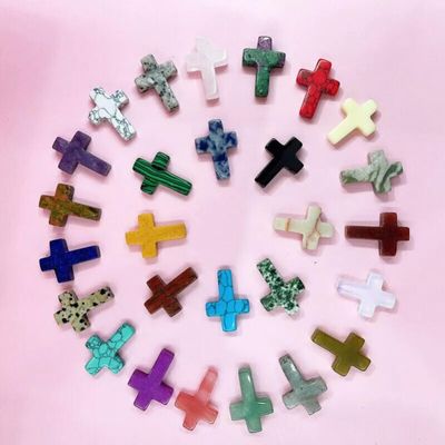 100pcs Natural Quartz Crystal Cross Gemstone for Home Decor 18x25mm