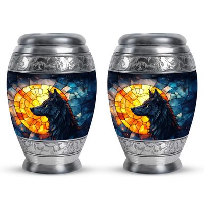 LEXFAY Wolf Burial Urns for Human Ashes Adult Female - Pack of 2 - Small Urn for Ashes for Women