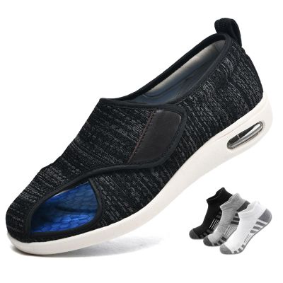 Spring Diabetic Shoes,Breathable and Comfortable Grip for Elderly with Swollen Feet(Black,6.5US)