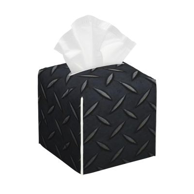 Black Diamond Plate Tissue Box Cover, Fashionable Decorative Storage Box, Suitable for Most Places