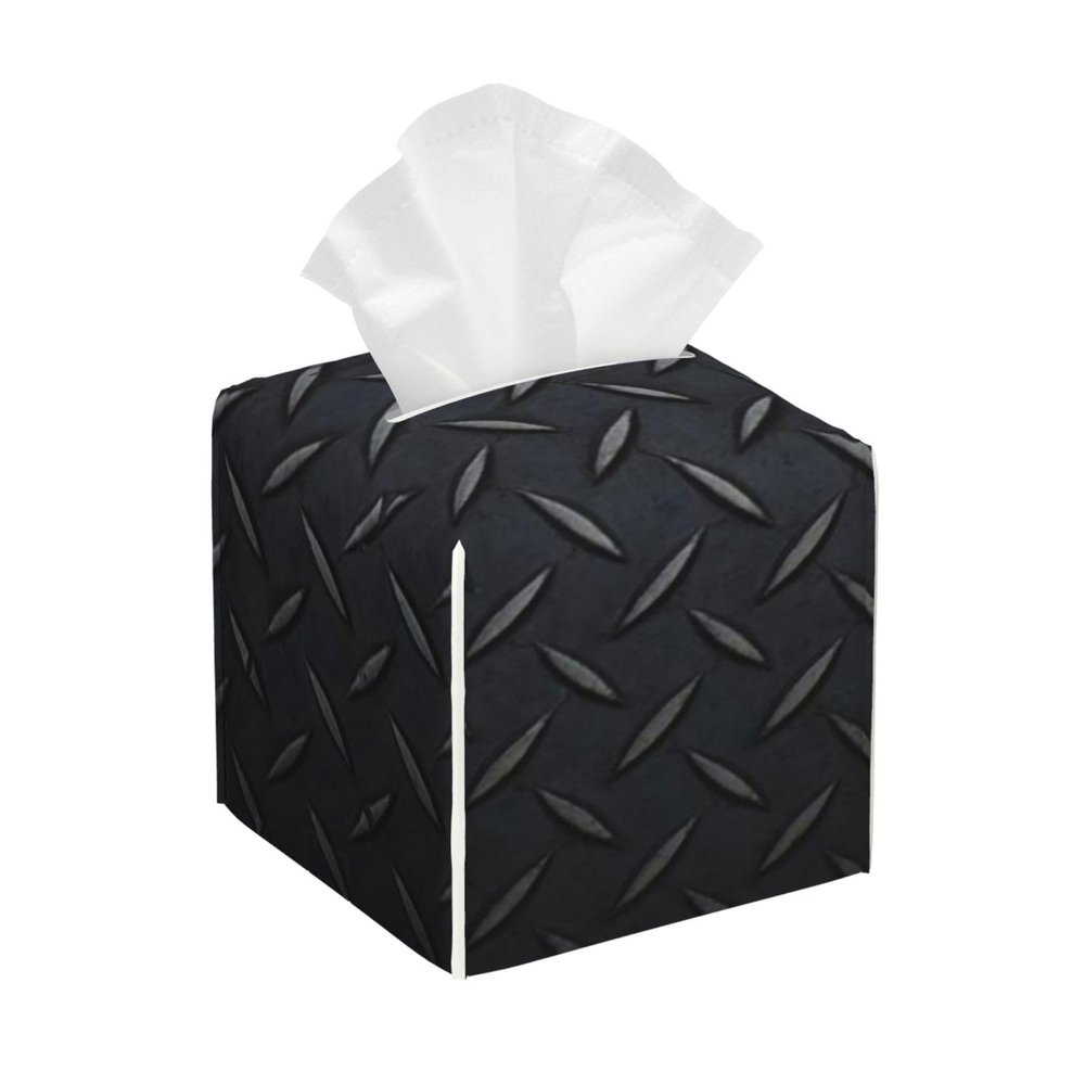 Black Diamond Plate Tissue Box Cover, Fashionable Decorative Storage Box, Suitable for Most Places