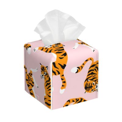 Cute Tiger Pink Tissue Box Cover, Fashionable Decorative Storage Box, Suitable for Most Places