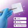 2x2 Gauze Sponges Non Sterile - 200 Gauze Pads for Medical Facilities, Wound Care, and First Aid - 8 Ply Woven Pads view 2