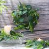 6 Pcs Artificial Eucalyptus Leaves Candle Rings Wreath Mini Faux Kitchen Cabinet Green Wreaths Spring Summer Wreaths Pillar Candle Holder for All Seasons Home Wedding Party Table Centerpiece Decor view 2