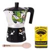 El Pantry Puerto Rico Greca Gift Set | Boricua Art Stovetop El Coqui Moka Pot | with Authentic Cafe Borinquen | Cafetera, 6 Espresso Cups (Cafe Borinquen) view 1