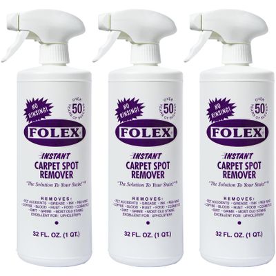 FOLEX 32 oz Instant Carpet Spot Remover Carpet Cleaner - Removes Pet Accidents, Grease, Red Wine and More (3 Pack)