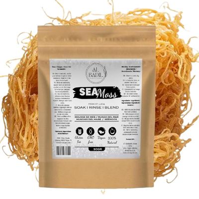 al badil Golden Sea Moss Sun-Dried for Beverage Preparation & Thickening Agent (100)