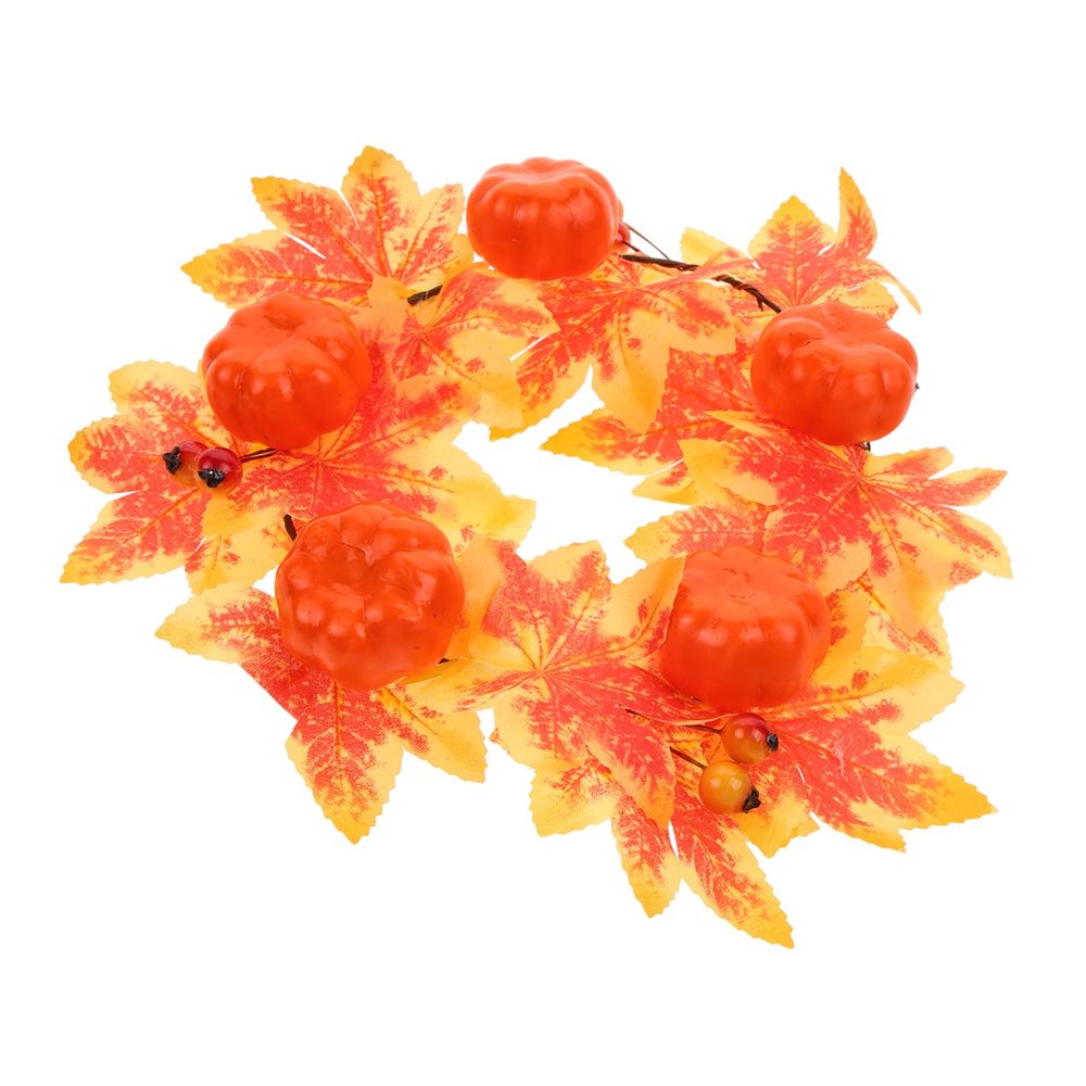 Ciieeo Fall Pumpkin Candle Artificial Leaf Wreath for Thanksgiving Day and Fall Decor Rustic Centerpiece for Weddings and Seasonal Celebrations
