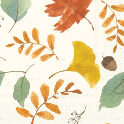 IHR Ideal Home Range Party Napkins Disposable 3-Ply Paper Lunch Napkin Pack, 6.5" x 6.5", Harvest Leaves Allover, 20-Count