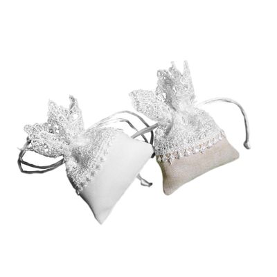 Didiseaon White Lace Drawstring Storage Bags Linen Burlap Present Pouches for Party Favors Wedding and Present Bags for Events and Special Occasions