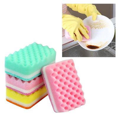 10pcs High Density Wave Cleaning Sponges Non-Scratch Dish Scrubbing Sponges for Kitchen Bathroom and Car Random Colors Durable and Odor Cleaning Scrubber