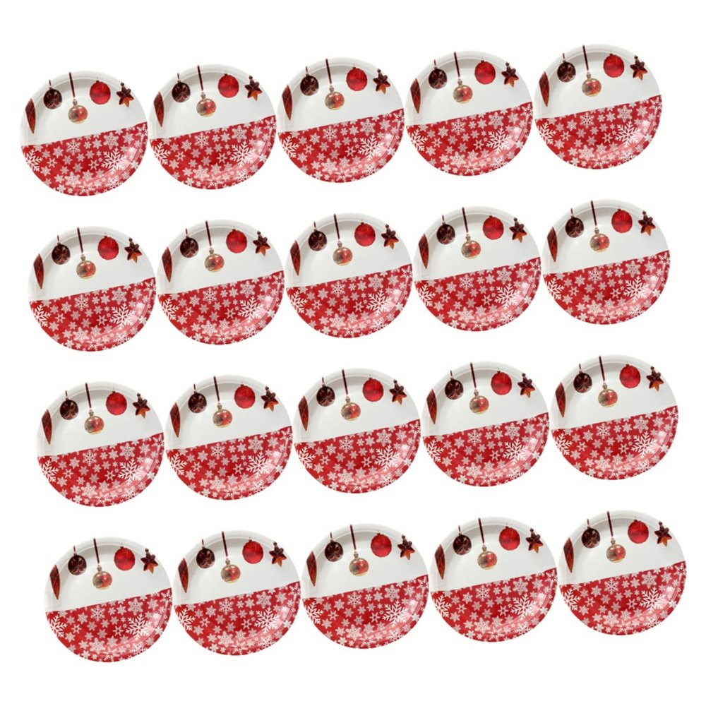FOMIYES 20pcs Christmas Dessert Paper Plates Snowflake Design Tableware for Holiday Parties Year Celebrations and Events