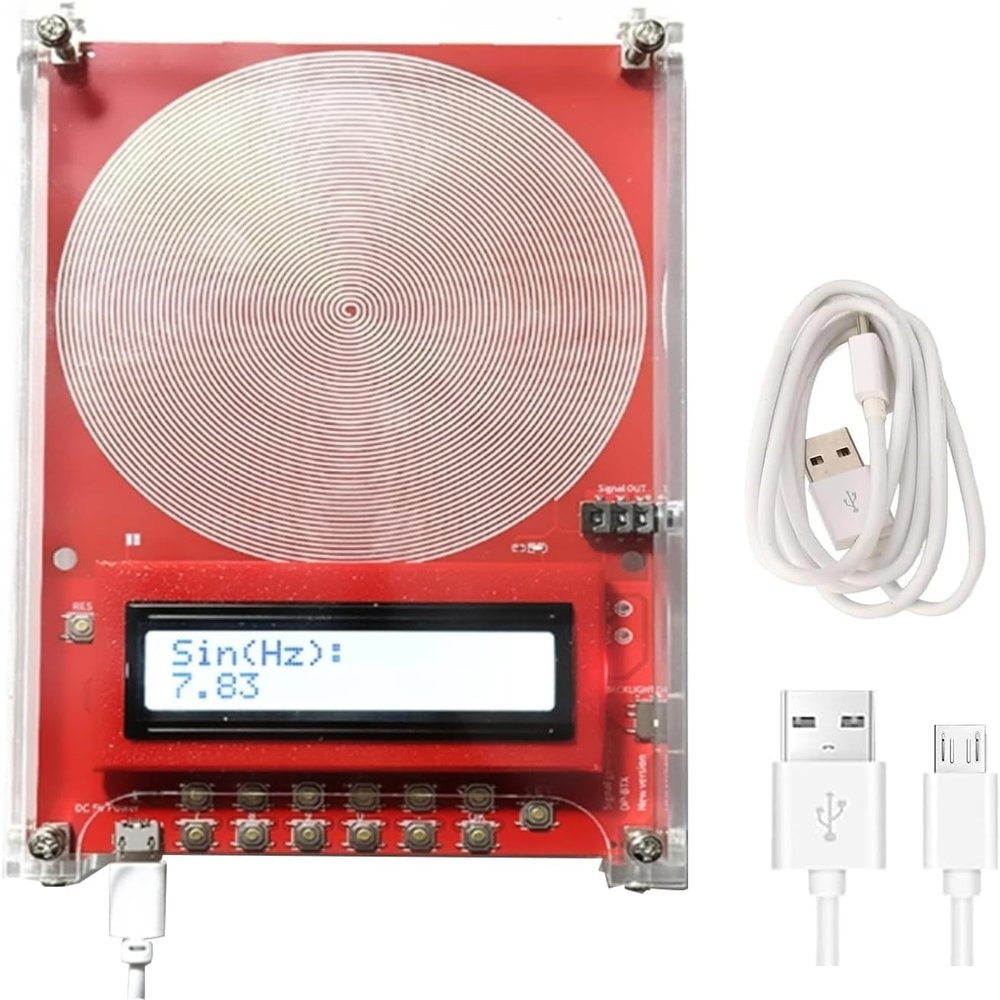 7.83Hz Frequency Generator for Healing, 0.1HZ-100000Hz Adjustable Schumann Wave Resonance Generator, Sine Signals Frequency Healing Device USB Powered Sound Frequency Machine (Red)