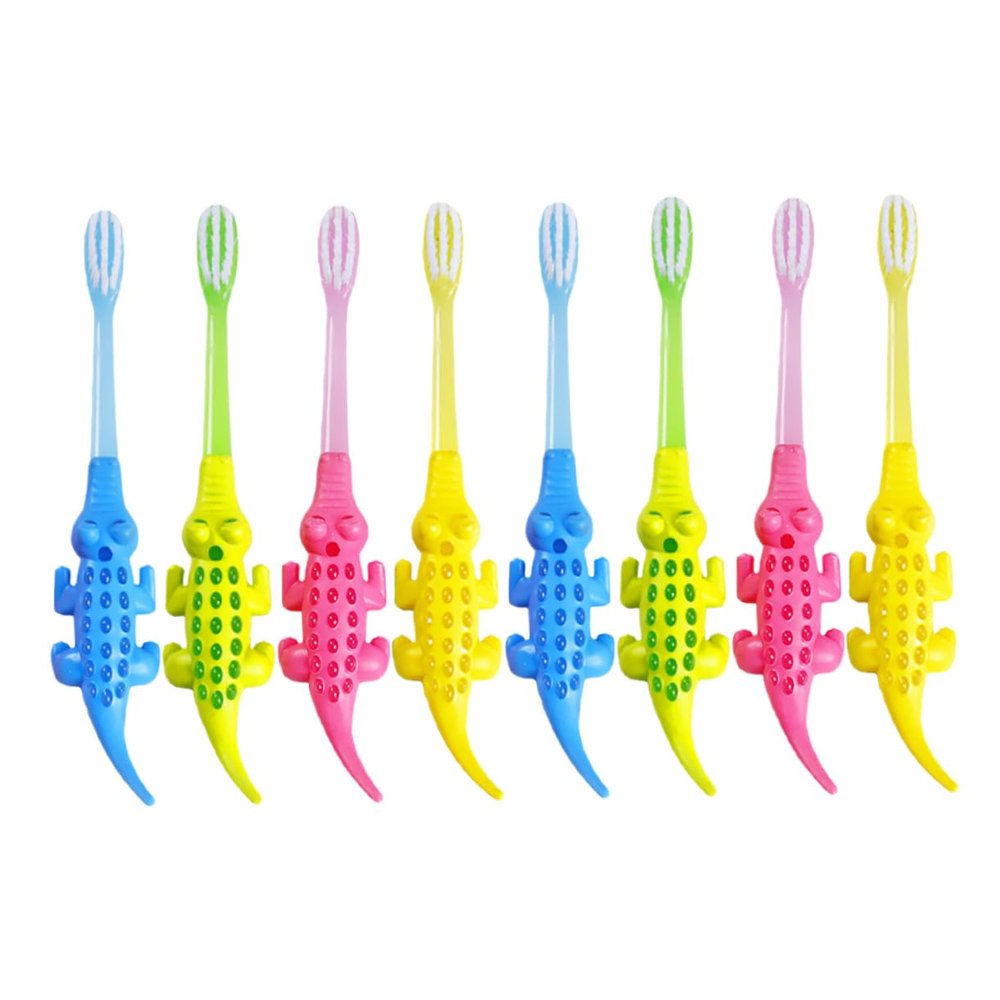 Didiseaon 8pcs Cartoon Animal Toothbrush Set Soft Bristles for Gentle Cleaning Durable Material Easy-Grip Handle for Boy Girl Oral Care and Training